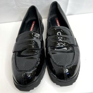 Chunky Black Patent Prada Loafers